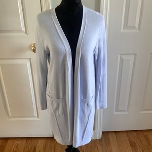 Light Blue Talbots 100% Pima Cotton Rib Knit Cardigan- Size M